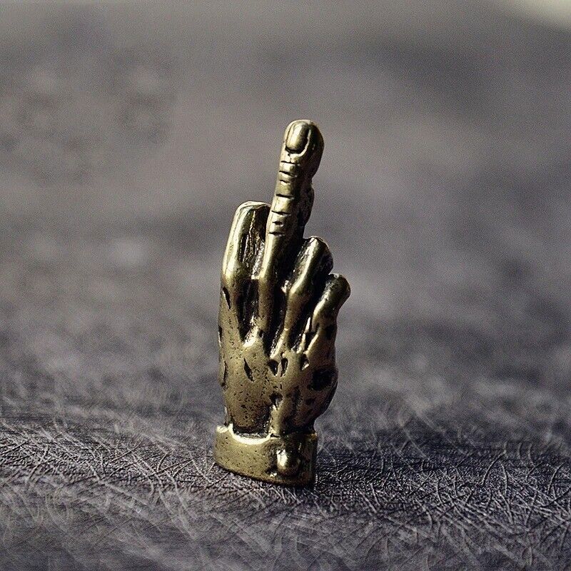 Brass Hand Middle Finger Up Keychain Pendant Trinket Hanging Jewelry Ornament