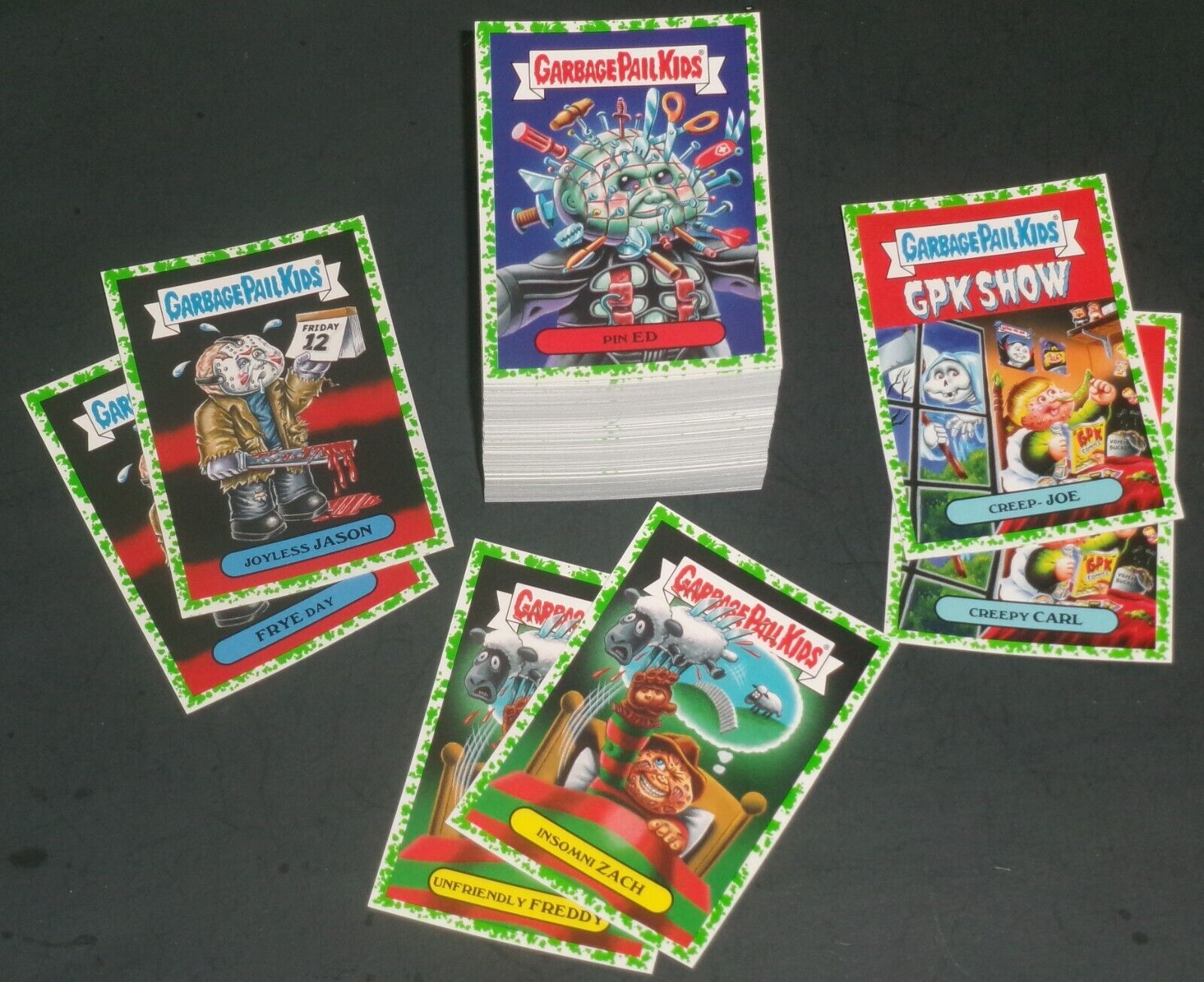 2018 Garbage Pail Kid *Oh The Horror-ible* Puke Green Parallel Near Set 185/200