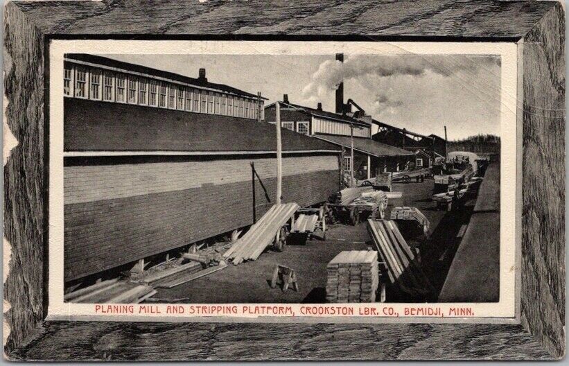 1911 BEMIDJI, Minnesota Gel Postcard CROOKSTON LUMBER CO. Planing Mill View