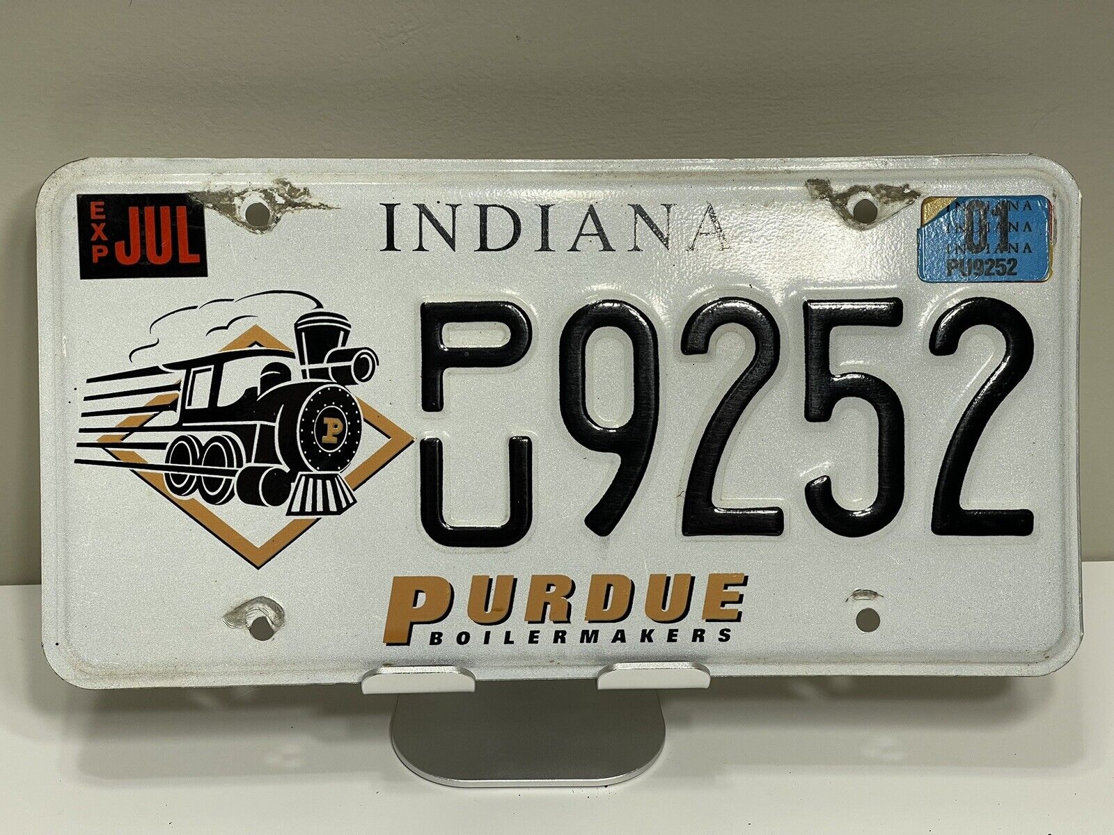 2001 Indiana Purdue University License Plate - # PU 9252 - Boilermakers -EXPIRED
