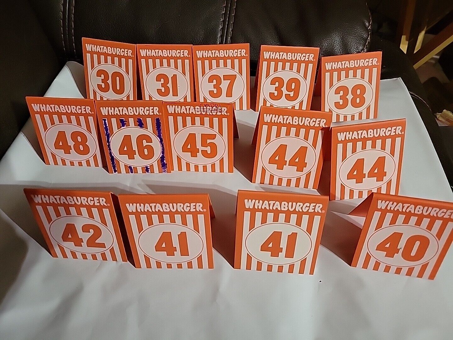 Lot of 14 Whataburger Table Tent Markers Tents - Numbers 