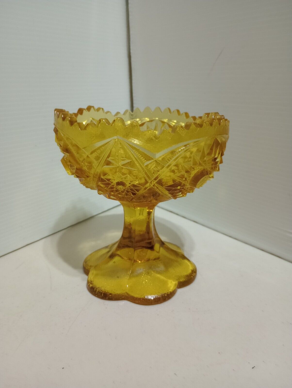 Vintage Amber Color Footed Candy Dish