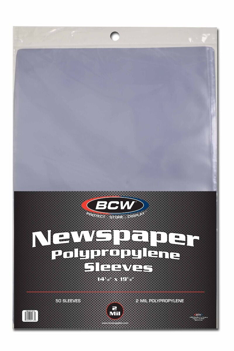 BCW   Newspaper Sleeves 14x19 50 Each Pack Acid Free Archival Quality