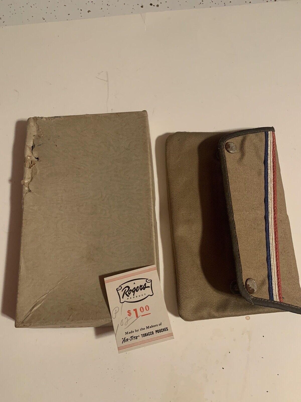 World War Two Cloth Cigarette Pouch NEW IN BOX  Estate Find
