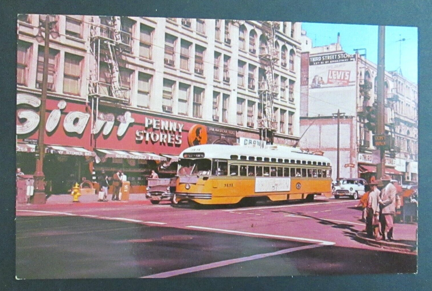 Trolley at Intersection Los Angeles CA Unposted Chrome Postcard