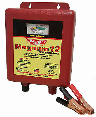 MAG12UO Electric Fence Charger, 30-Mile, Low Impedance, 12-Volt Battery -