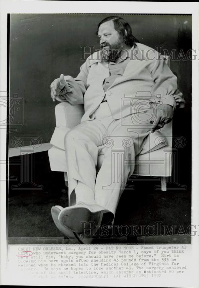 1972 Press Photo Famed trumpeter Al Hirt talks about his surgery for obesity
