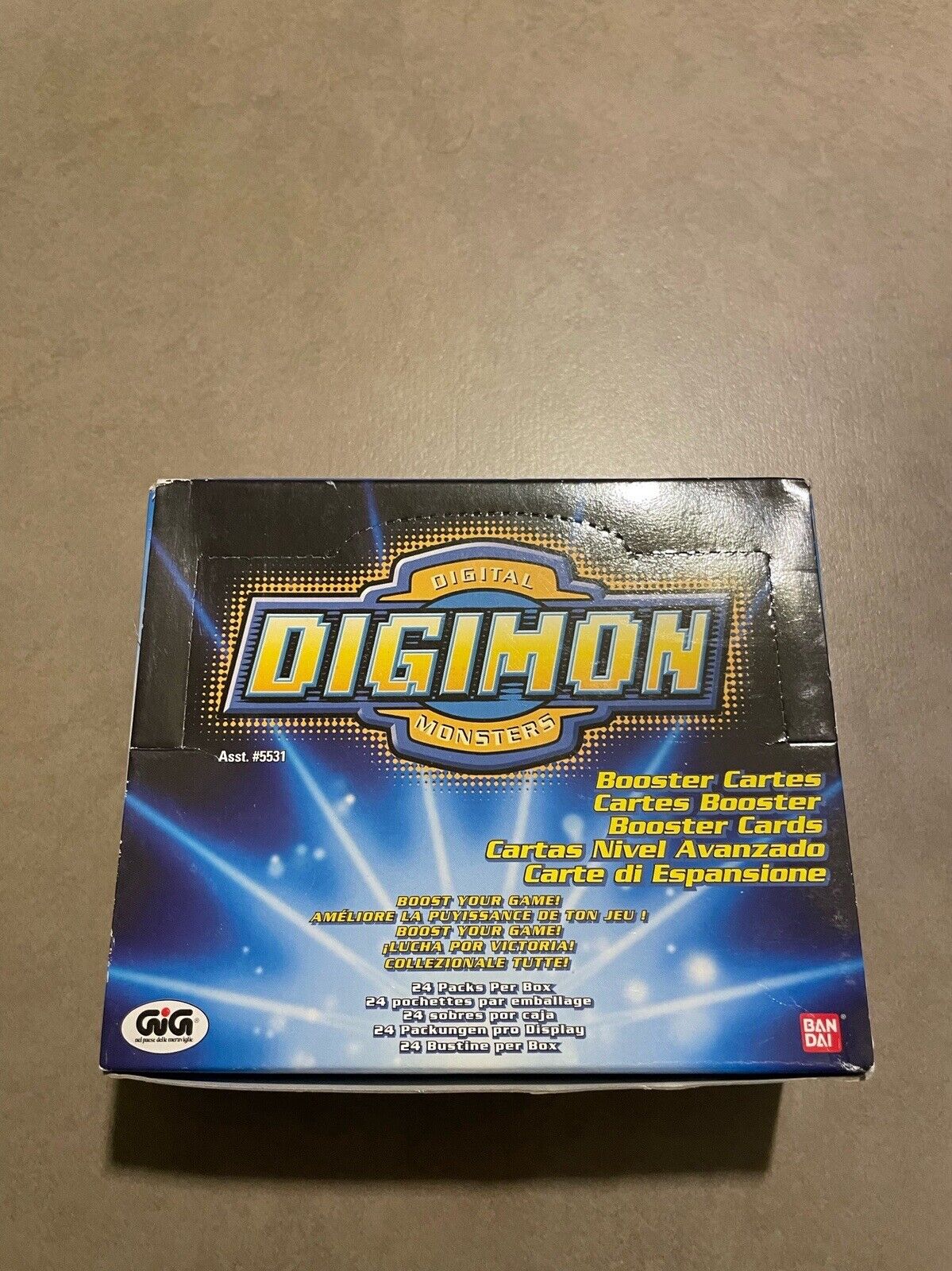 1999 Digimon Booster Box Bandai Trading Card Gig 24 Pack Tcg Blue Expansion Base