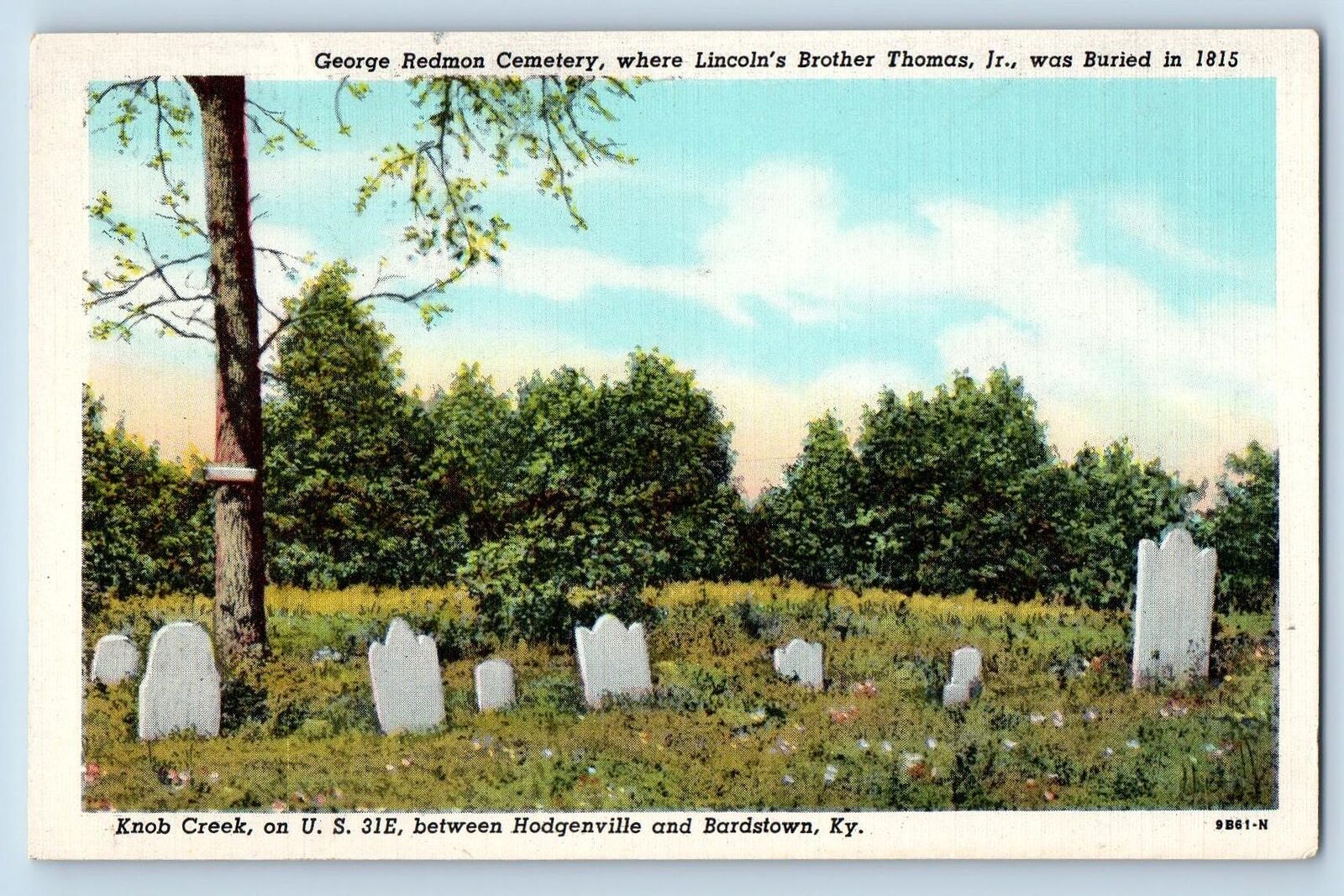 c1920 George Redmon Cemetery Knob Creek Hodgenville Bardstown Kentucky Postcard