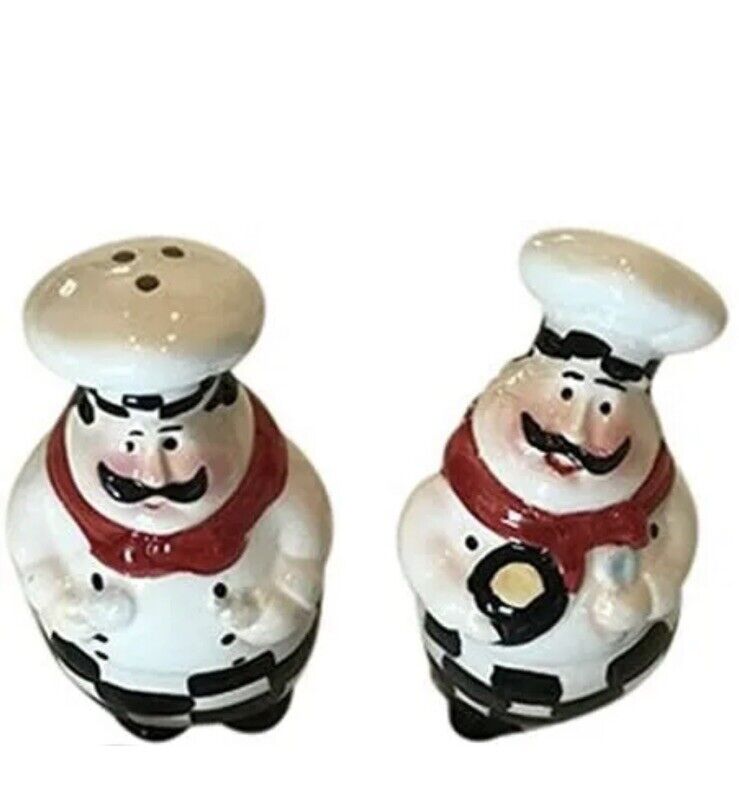 Fat Chef Salt and Pepper Shaker Set 2 Sets  Of 2 So 4 In Total