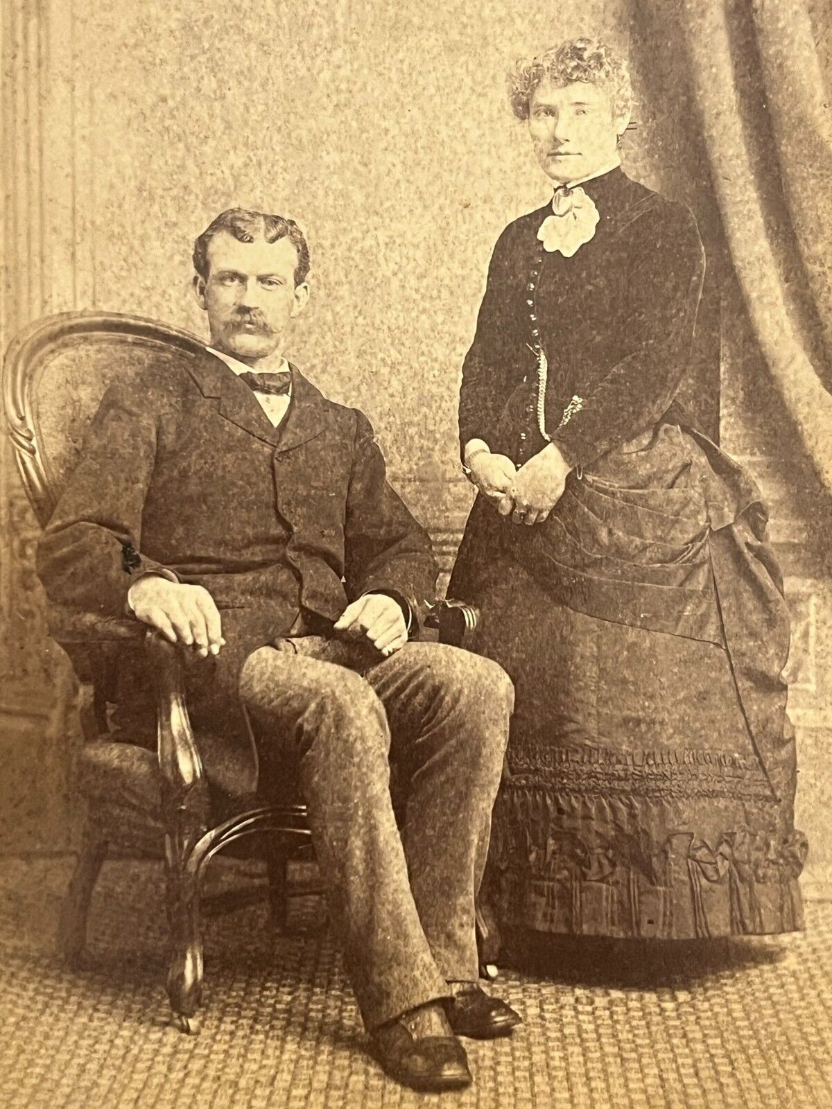 Atlantic Iowa Cabinet Photo Named McDermott Husband and Wife 1880's