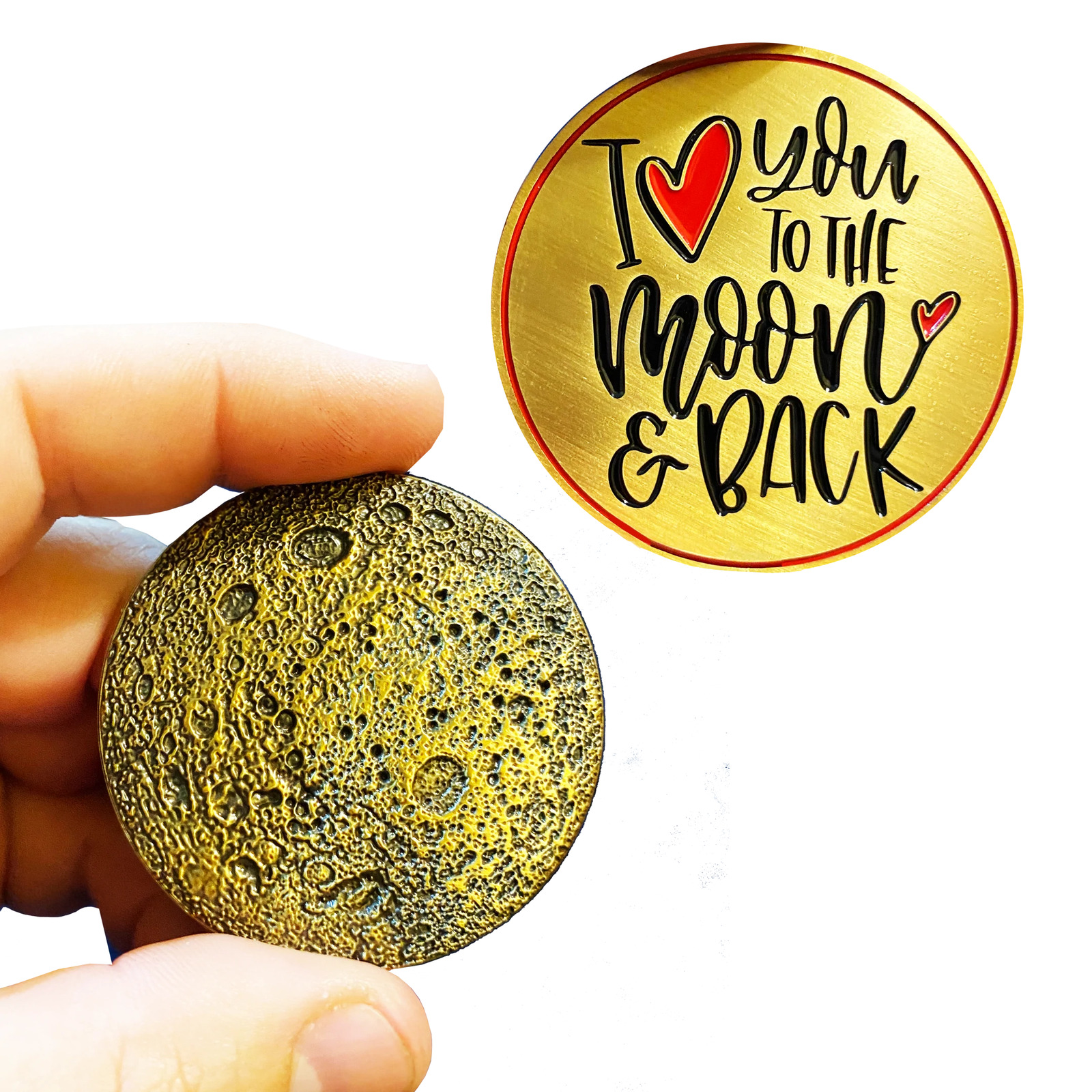 AA-019 I Love You to the Moon and Back Heart Challenge Coin Medallion with 3D Mo