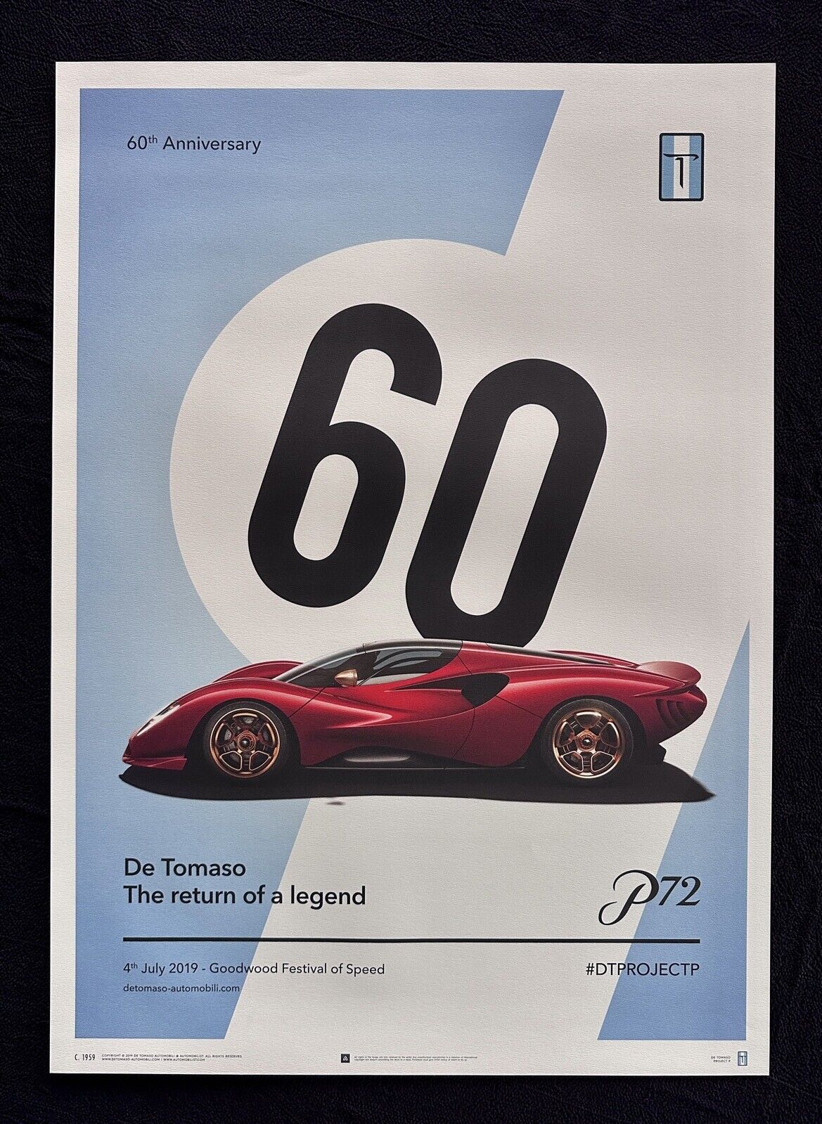 De Tomaso P72 60th Anniversary Project P P70 Sport 1000 2000 Poster