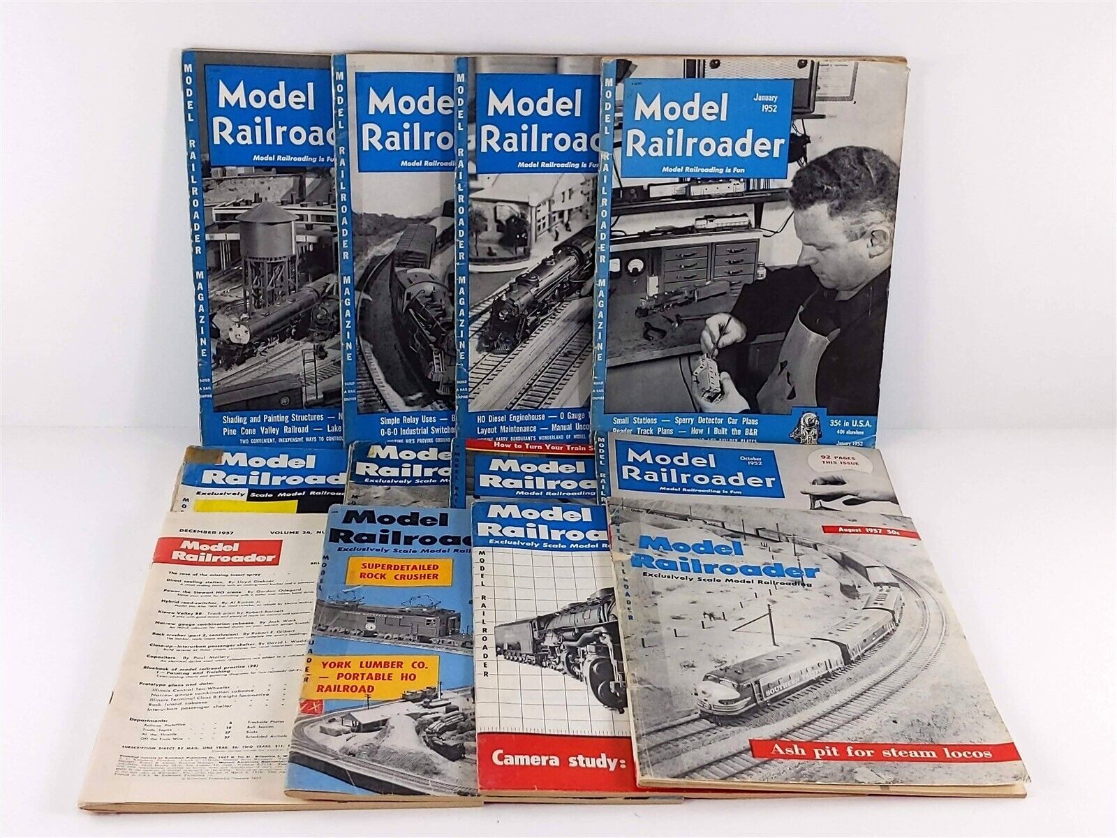 MODEL RAILROADER Magazines 1952 & 1956 Lot 12 Issues Kalmbach Publishing
