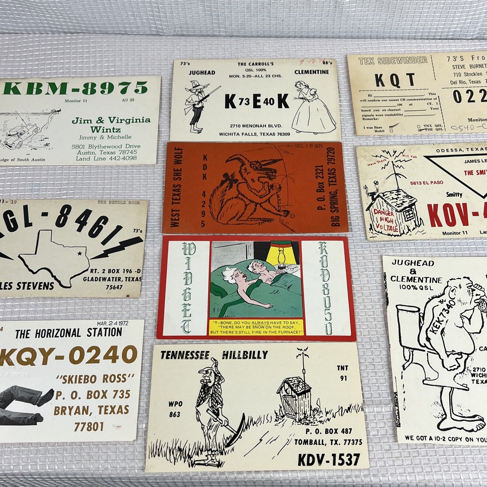 QSL Radio Cards Amateur Radio QSL Cards Lot Vintage Texas QSL Radio Cartoon Card