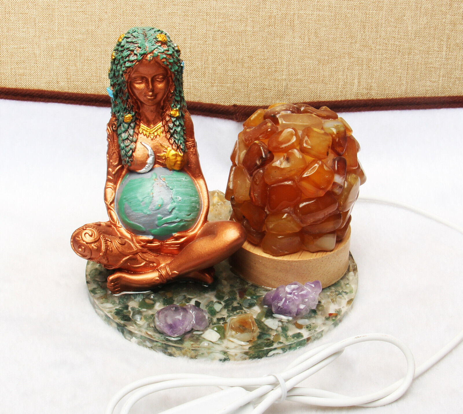 1pcs Natural mother earth  lamp decoration Crystal Quartz Healing Decorate