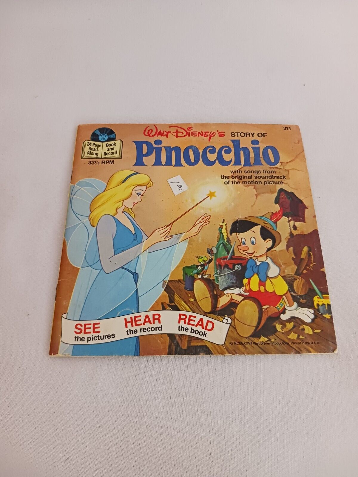 WALT DISNEY Vintage STORY of PINOCCHIO See Hear Read Along Book And Record #311
