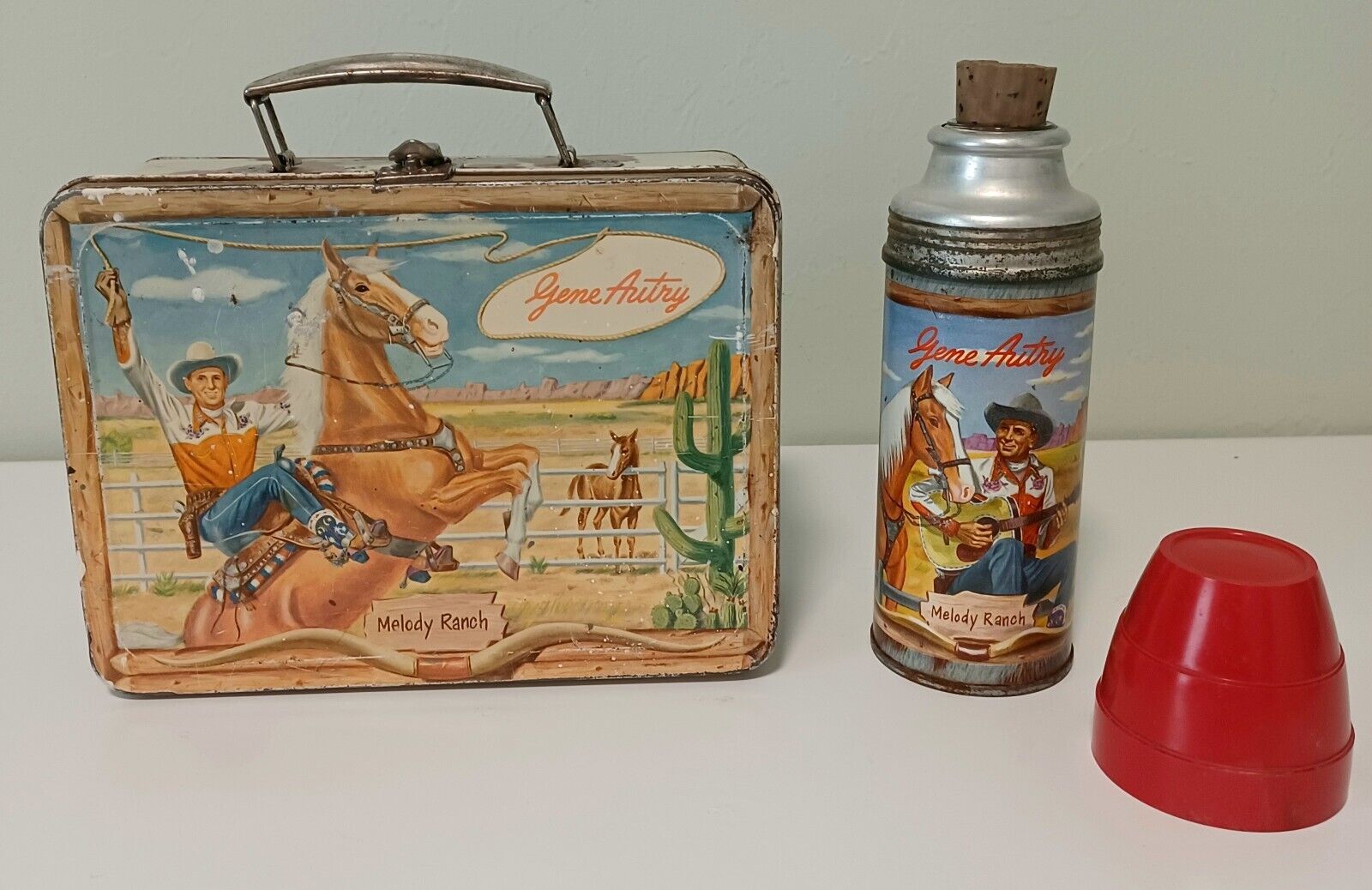 Vintage 1954 Universal Gene Autry Melody Ranch Lunchbox and Thermos 