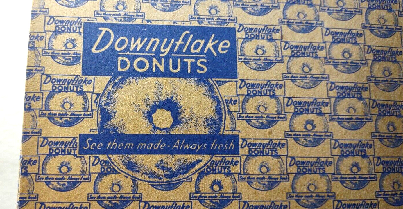 Downyflake Doughnuts Box Nantucket MA 1950\'s Vintage UNUSED Retro Artwork
