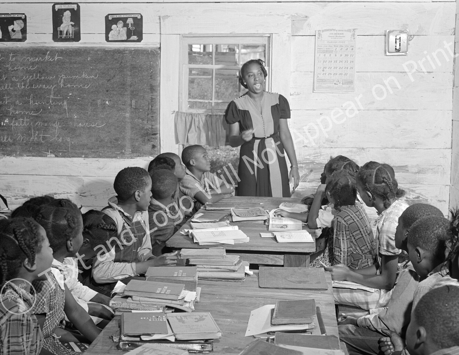 1941 African American Classroom, Siloam, Georgia Old Photo 8.5\