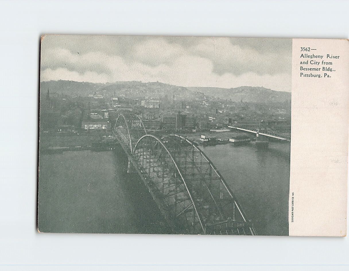 Postcard Allegheny River and City from Bessemer Building Pittsburgh Pennsylvania
