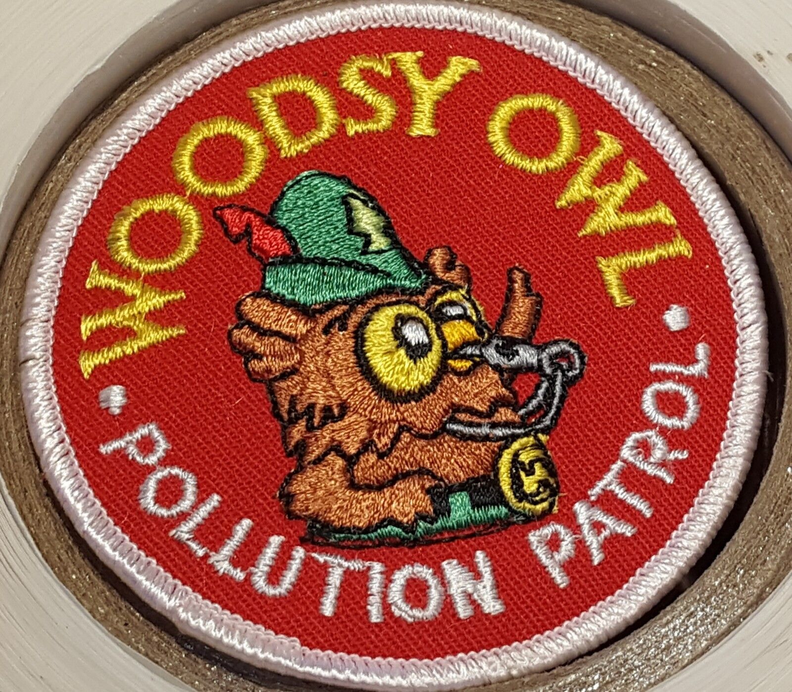 Vintage Woodsy Owl Embroidered Patch Give a Hoot Don't Pollute, Pollution Patrol