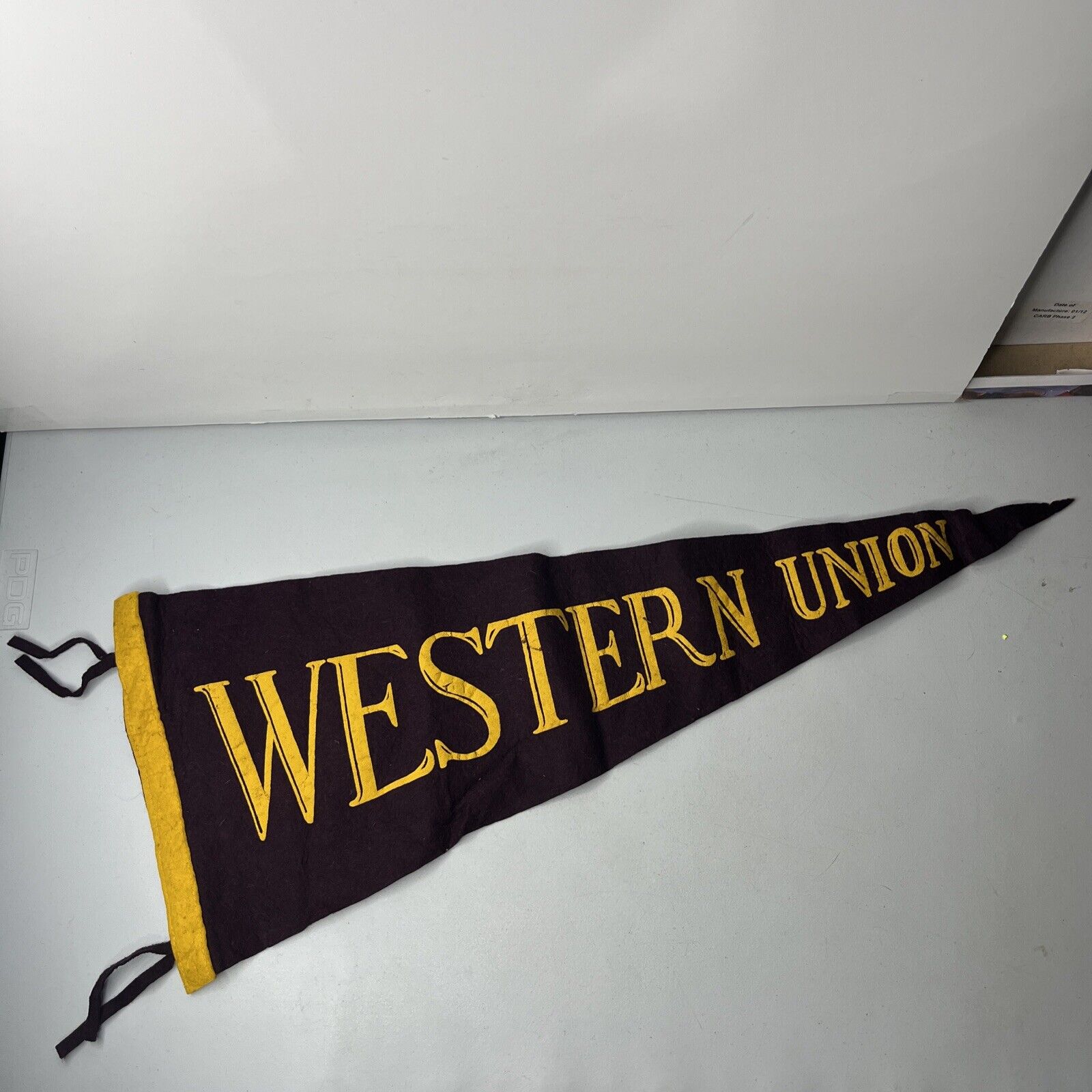Antique Western Union Felt Flag Advertising Vintage Shop Store Pennant