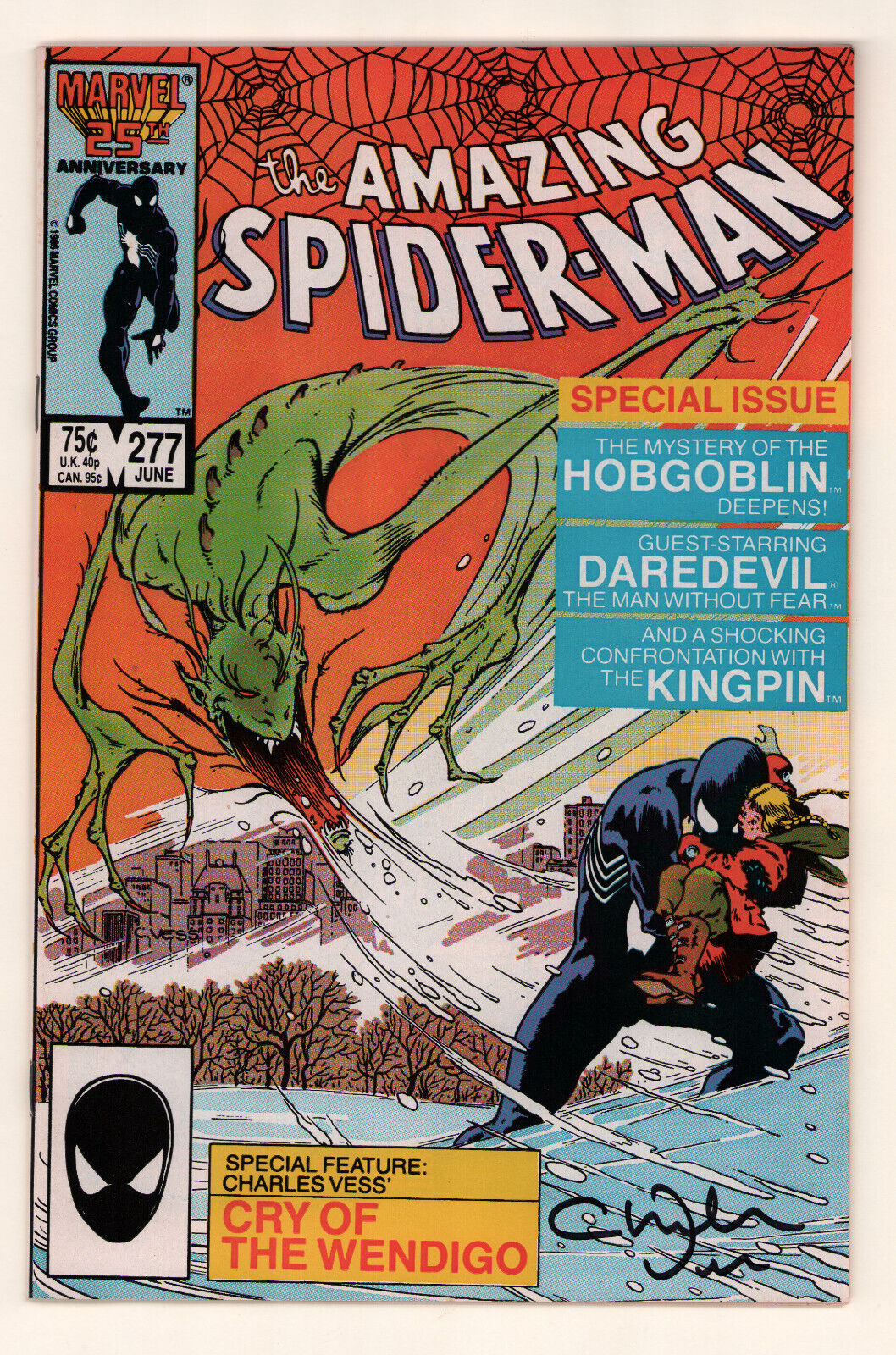 Amazing Spider-Man #277, SIGNED CHARLES VESS, KINGPIN,  Marvel 1986 VF/NM