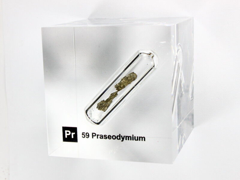 Praseodymium metal - Acrylic Element cube 50x50x50mm - Element collection