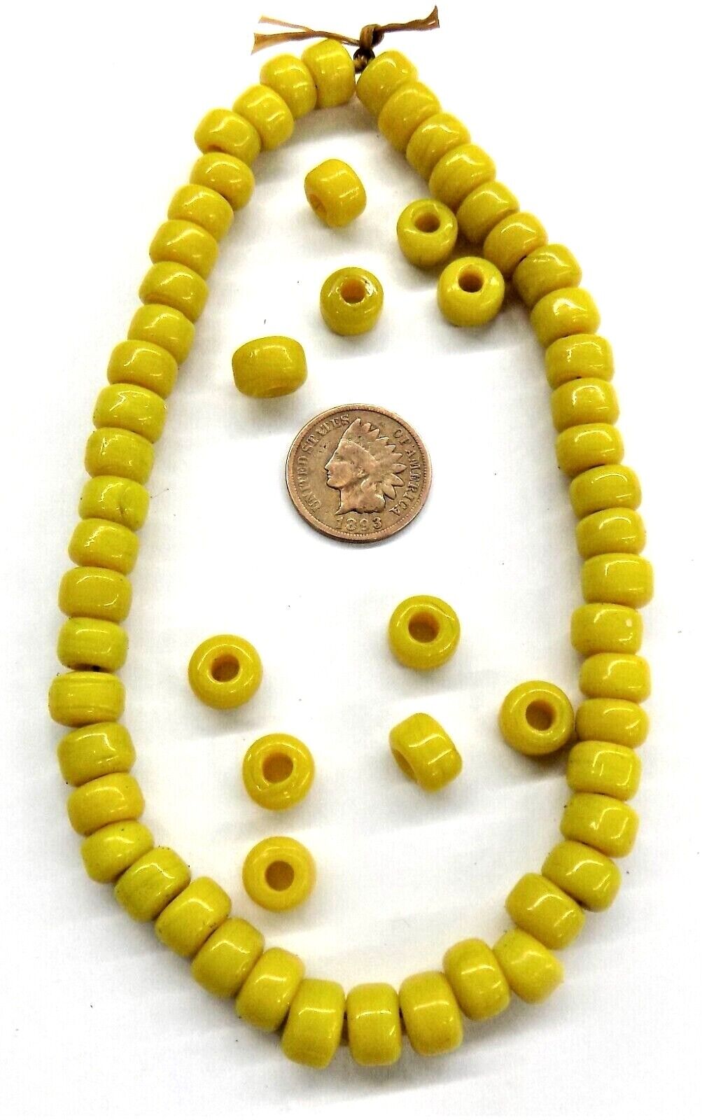 50 Greasy Yellow Crow Trade Beads African unknown Rare  READ  #1872 Bin R