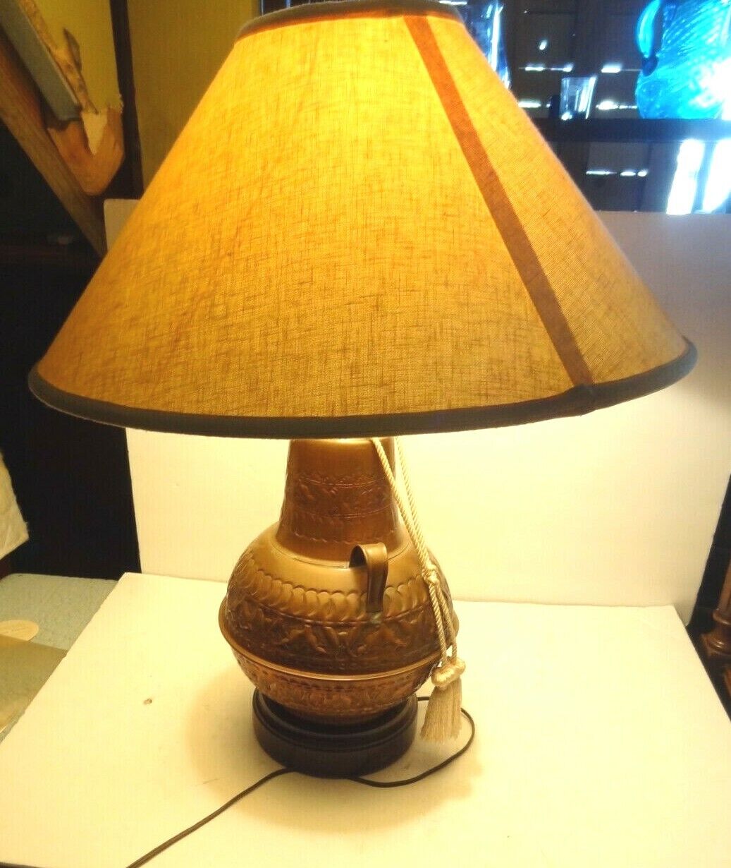 Vintage Frederick Cooper of Chicago Country Style Copper Table Lamp w/Shade
