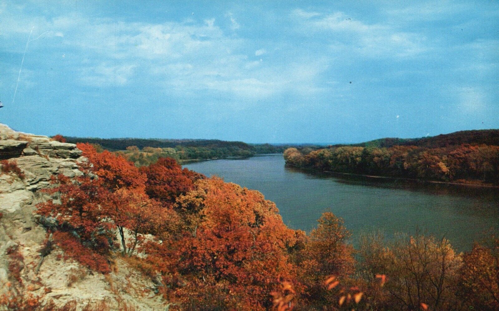 Postcard IL Rock River from Castle Rock Illinois Chrome Vintage PC H2230