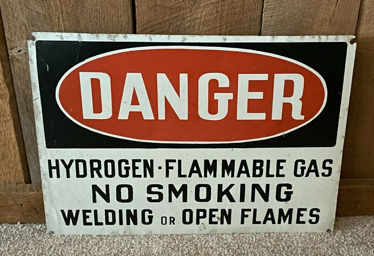 Vtg Original Danger Hydrogen Flammable Gas No Smoking Open Flames Sign Baltimore