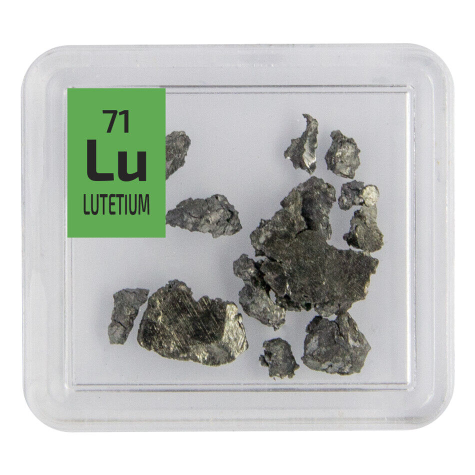 Lutetium Metal Rare Earth 99.9% Lu pure Element Sample in Periodic Element Tile