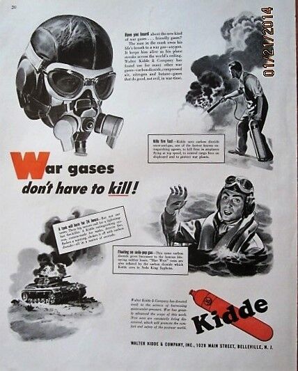 Mae West Vest Inflated with Carbon Dioxide Gas WWII Kidde Ad