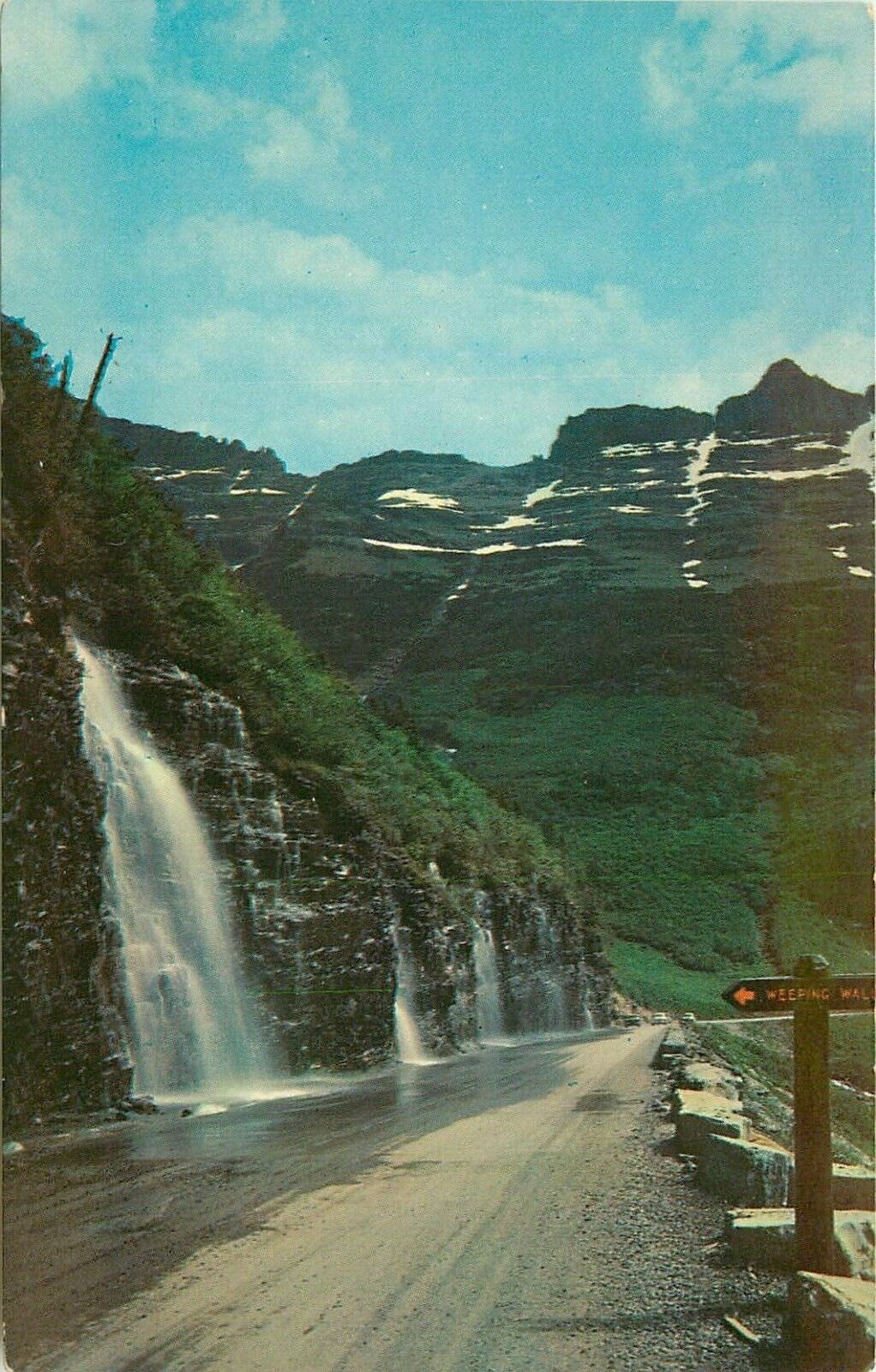 Weeping Wall Glacier National Park Hotel Montana Going to the Sun Hwy Postcard