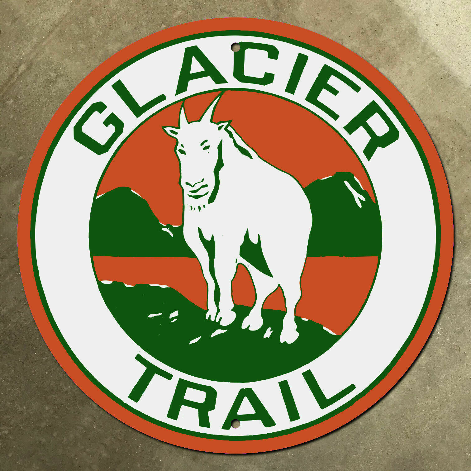Glacier Trail 1918 National Park highway road sign Montana Minnesota goat 12\
