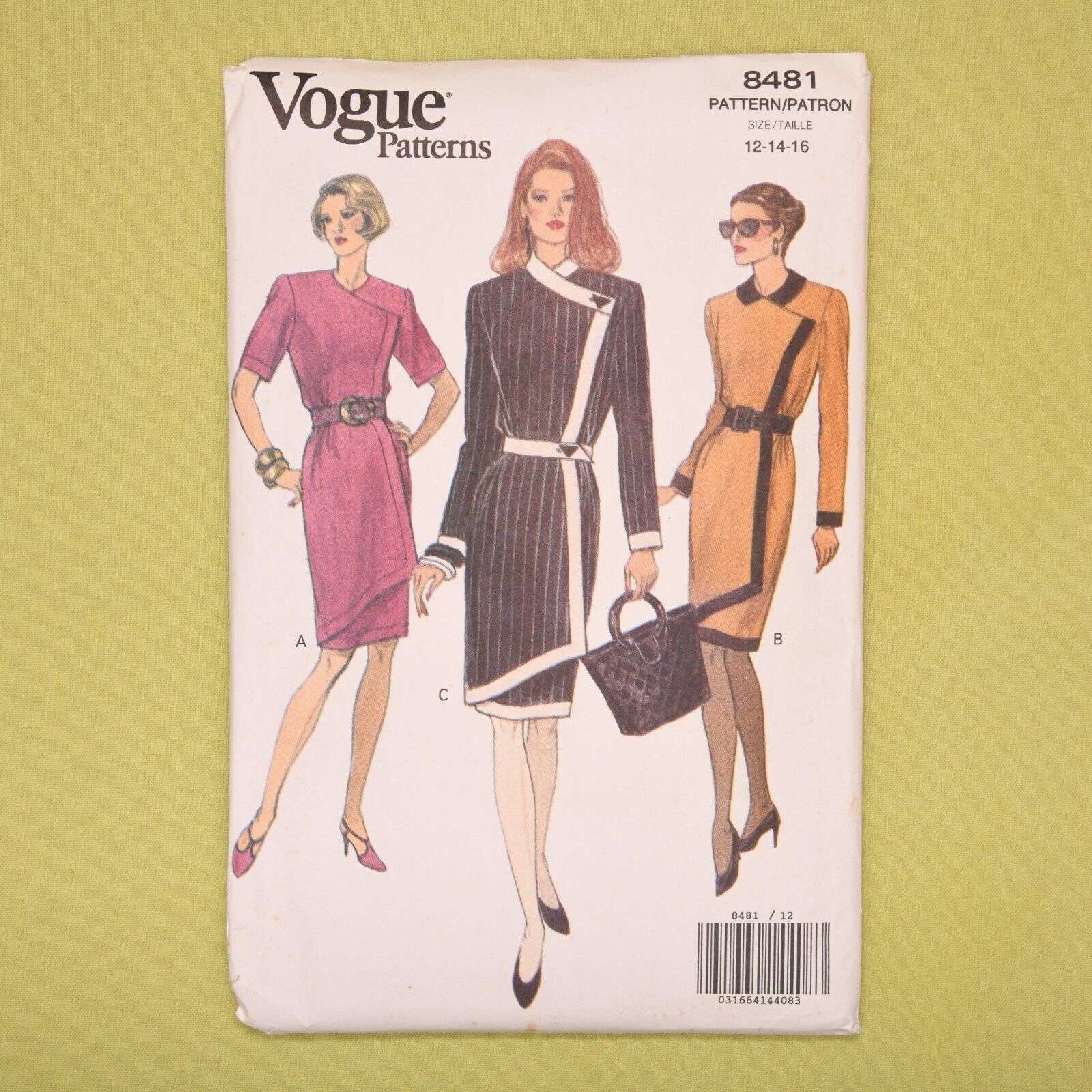 Vintage 1990s Vogue Mock Wrap Dress Sewing Pattern - 8481 - Bust 34-38 - UC FF