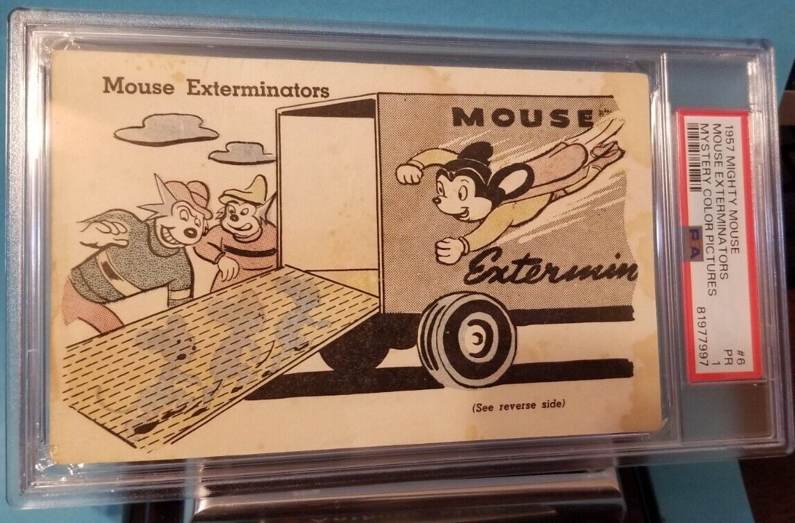 💥 1957 MIGHTY MOUSE Mouse Exterminators Rc Card #6 PSA Graded Post 💥