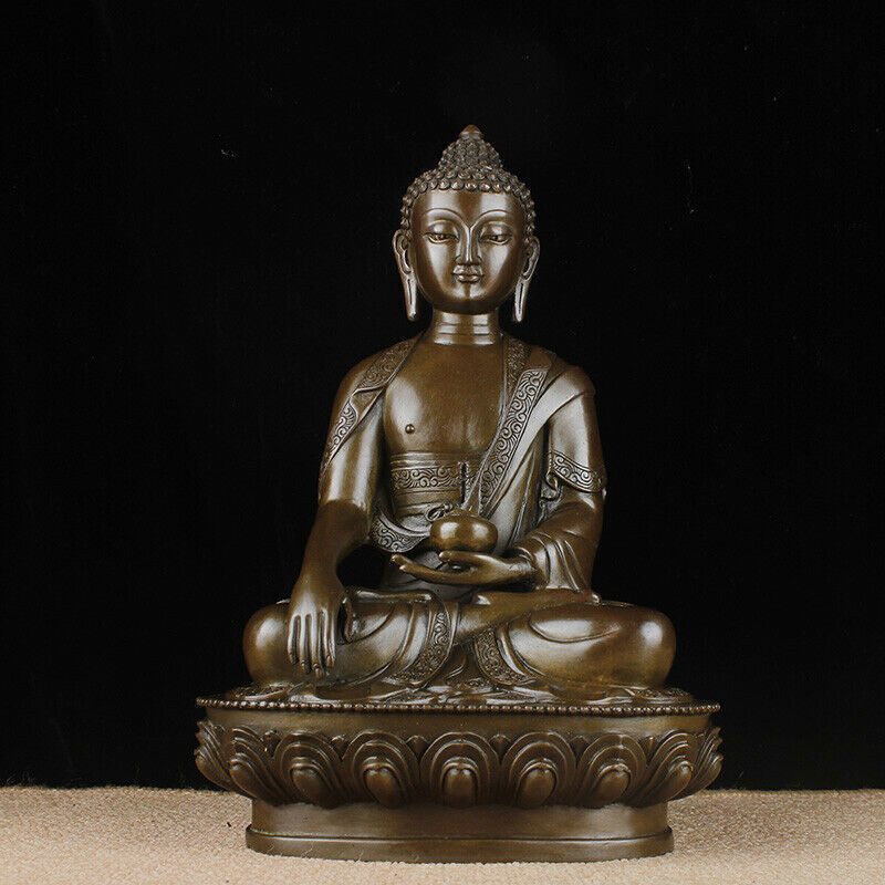12'' China Tibetan Buddhism Shakyamuni Buddha Bronze Statue