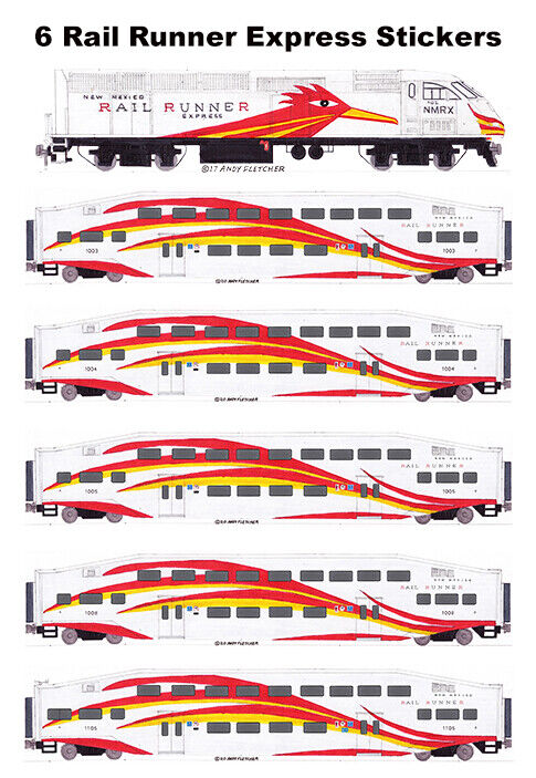 New Mexico Rail Runner Express 6 individual Stickers Andy Fletcher