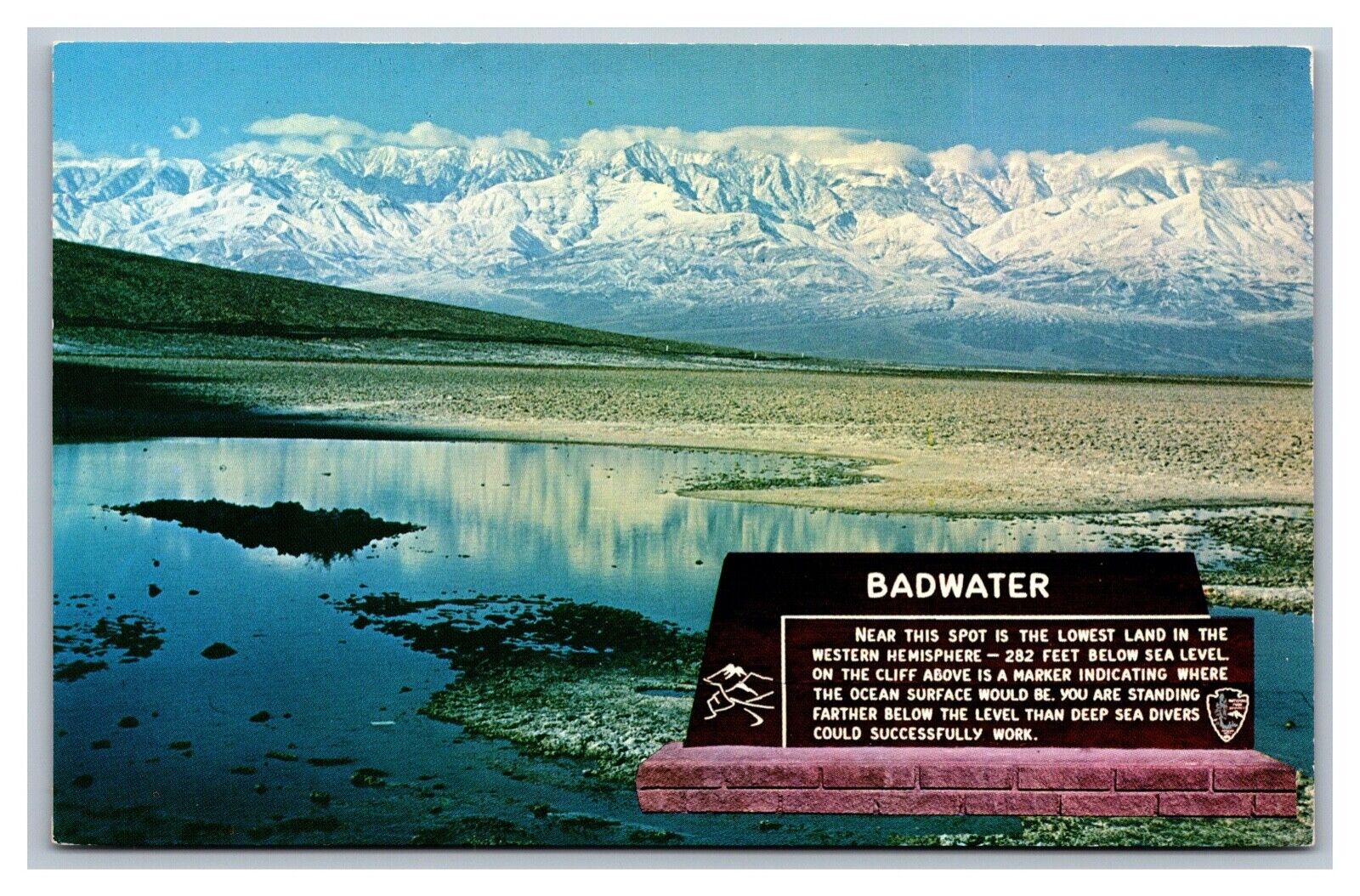 Bad Water, Death Valley, CA California, 282 Feet Below Sea Level, Postcard 