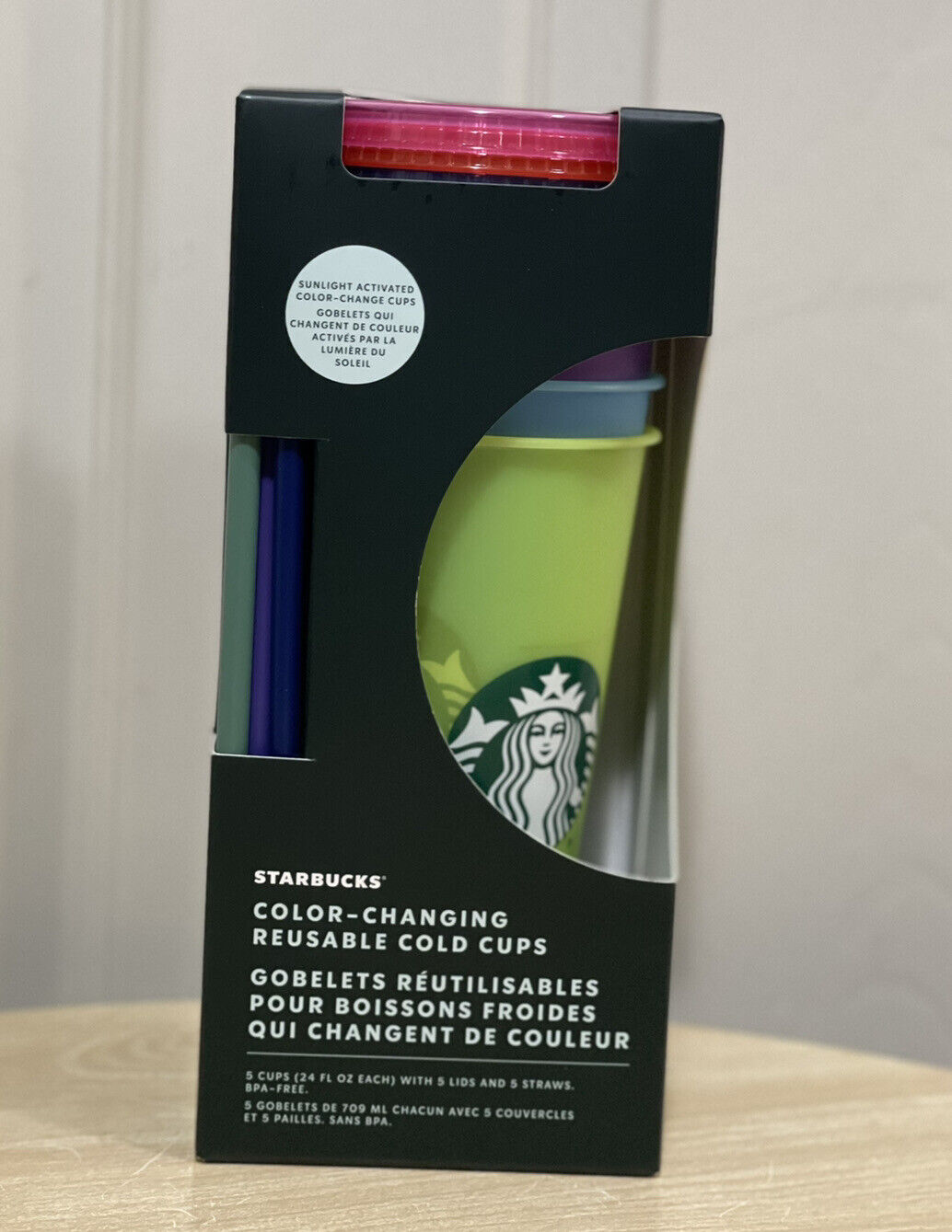 Starbucks Summer 2022 Color Changing Cold Cups UV Activated Set Of 5 With Lids