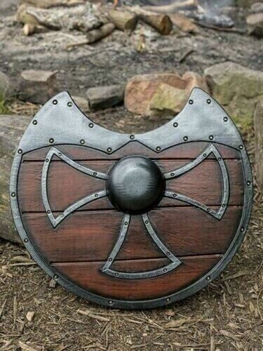 Medieval Half Cut Round Wooden Viking Shield Larp, Cosplay, Roleplay