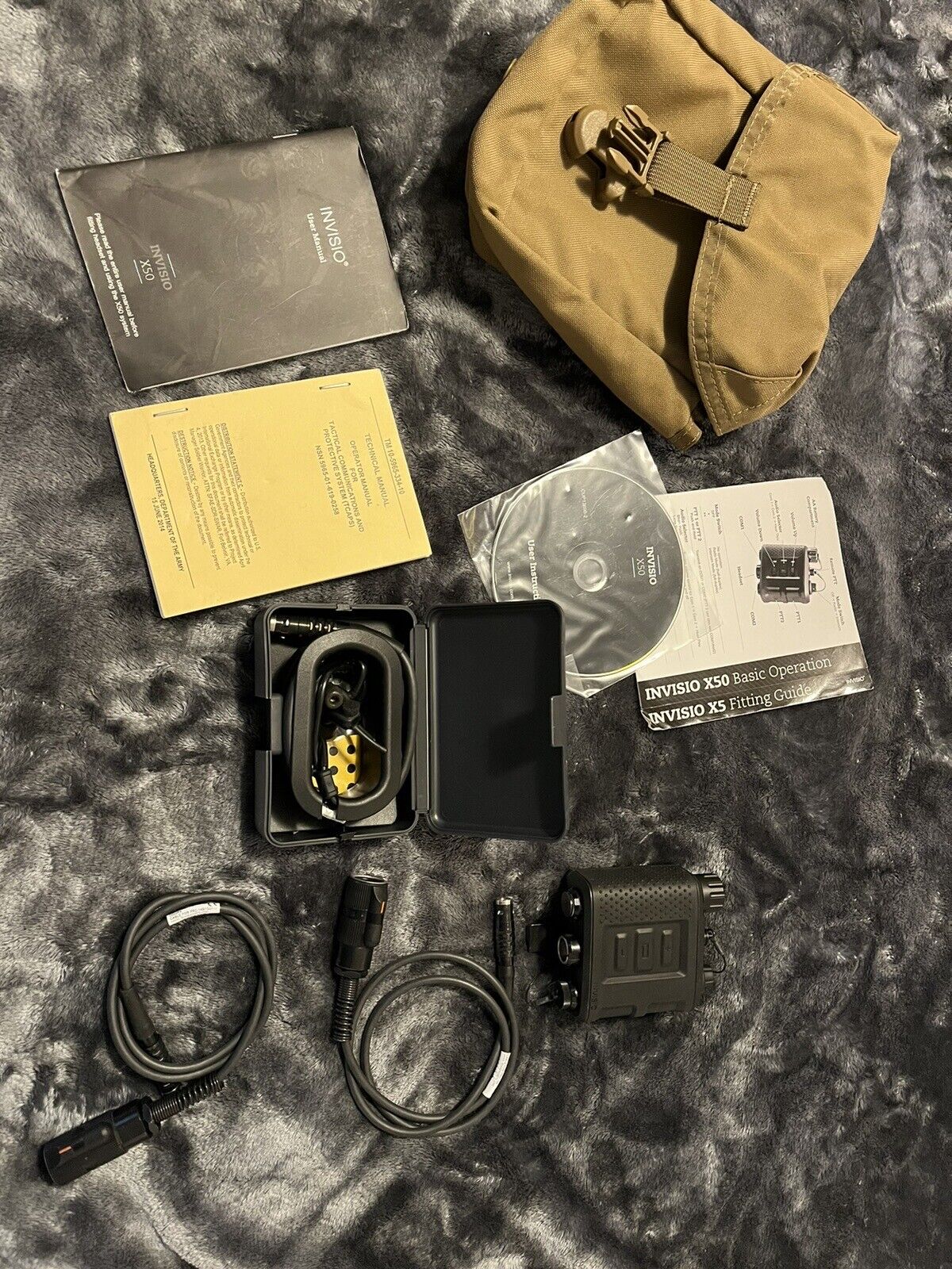 INVISIO COMMS KIT INV-X50-KIT 0258 TEA HEADSETS PRC 154 148 152 117 COYOTE POUCH