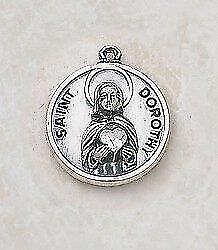 Unique Patron Saint Dorothy Sterling Medal Size .75in H Features 18in L Chain