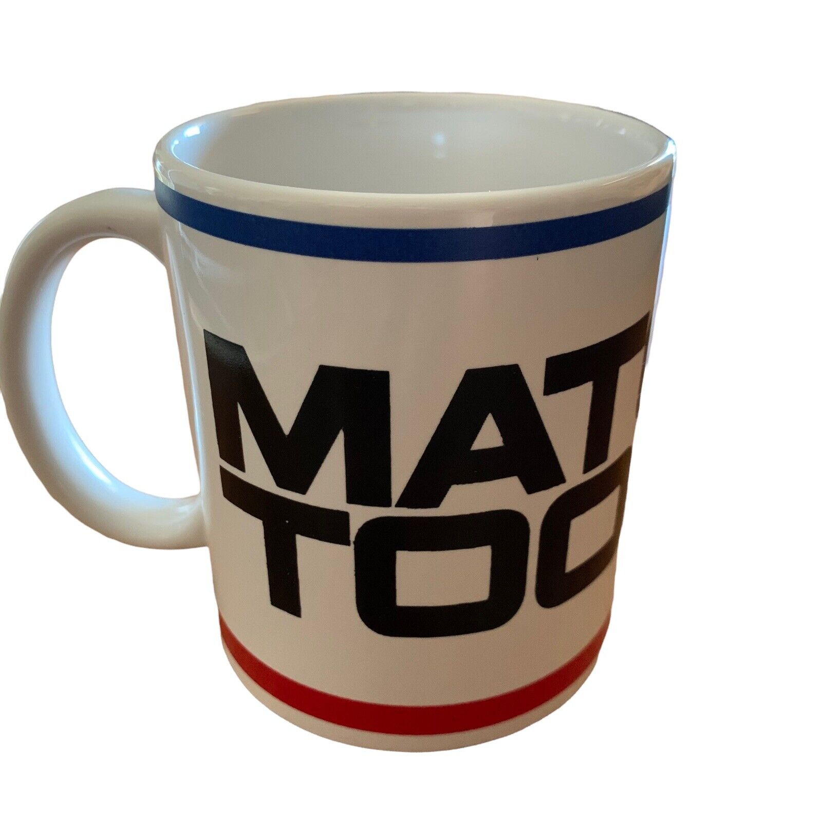 Matco Tools Coffee Tea Mug Cup White Background and Blue Black Red Graphics