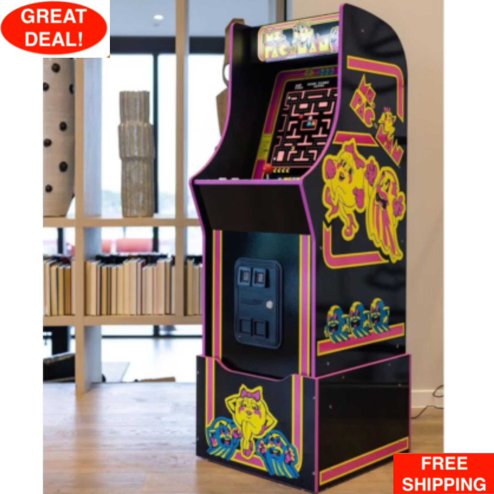 Arcade1UP Ms. Pac-Man Legacy 14 Video Games in 1 Arcade Machine W/Riser And WiFI