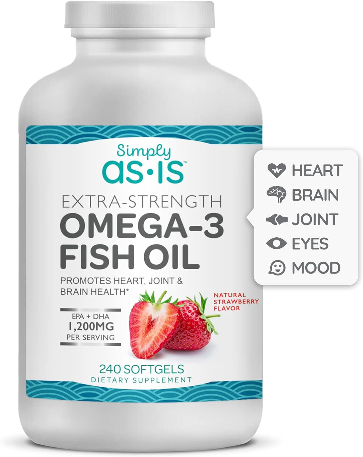 Simply Extra-Strength Omega-3 Fish Oil | 240 Softgels | Concentrated 1200Mg EPA 