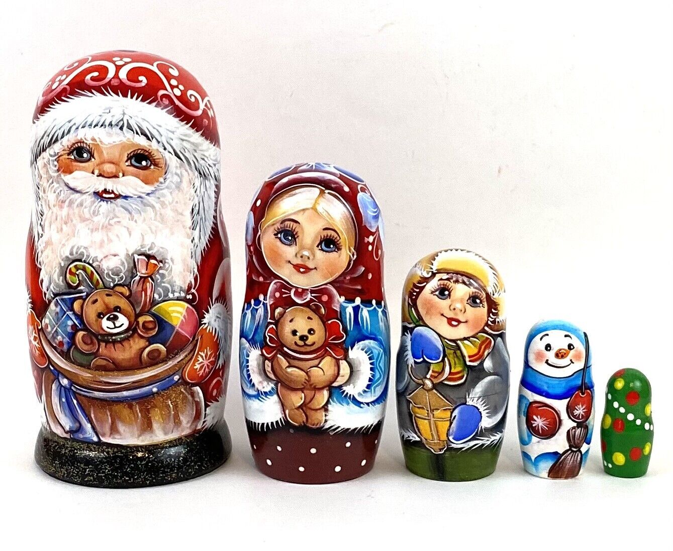 russian matryoshka New Year nesting dolls souvenir 7inch 5pices